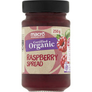 5 PACK of Macro Organic Raspberry Jam 250g