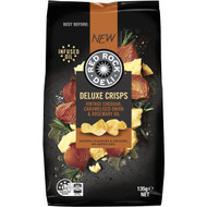 5 PACK of Red Rock Deli Deluxe Potato Crisps Cheddar Caramelised Onion & Rosemary 135g