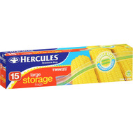 5 PACK of Hercules Resealable Large Storage Bags 15 pack