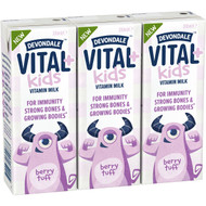 5 PACK of Devondale Vital Kids Vitamin Milk Berry Tuff 3 pack