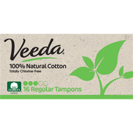 5 PACK of Veeda 100% Natural Cotton Tampons Regular 16 pack