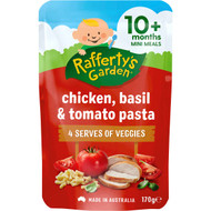 5 PACK of Rafferty's Garden Food 10 Months Chicken, Basil & Tomato Pasta 170g