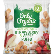 5 PACK of Only Organic Strawberry & Apple Puffs 20g