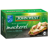 5 PACK of John West Mackerel Fillets 125g