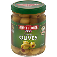 5 PACK of Three Threes Olives Stuffed 250g