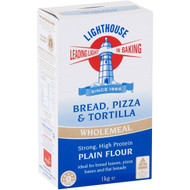 5 PACK of Lighthouse Wholemeal Plain Flour For Bread Pizza & Tortilla 1kg