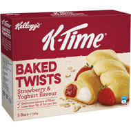 5 PACK of Kellogg's K-time Baked Twists Strawberry & Yoghurt Flavour Snack Bars 185g