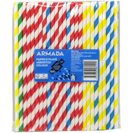 5 PACK of Armada Paper Straws Striped 100 Pack