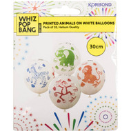 5 PACK of Korbond Printed Animal On White Balloons 30g