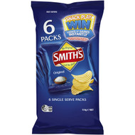 5 PACK of Smith's Crinkle Cut Potato Chips Multipack Original 6 pack