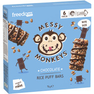 5 PACK of Messy Monkeys Chocolate Rice Puff Bars  6 pack