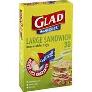 5 PACK of Glad Snap Lock Resealable Large Sandwich Bags 30 pack