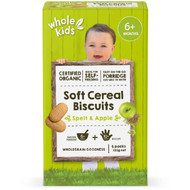 5 PACK of Whole Kids Organic Soft Cereal Biscuits- Spelt & Apple 120g