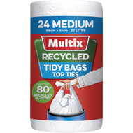5 PACK of Multix Recycled Tidy Bags Top Ties Medium 24 pack
