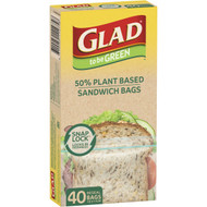 5 PACK of Glad To Be Green 50% Plant Based Sandwich Bags 40 pack