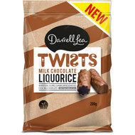 5 PACK of Darrell Lea Milk Chocolate Coated Original Liquorice Twists 200g