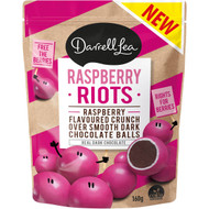 5 PACK of Darrell Lea Raspberry Riots Dark Chocolate Balls 160g