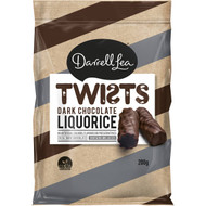 5 PACK of Darrell Lea Twists Dark Chocolate Liquorice 200g