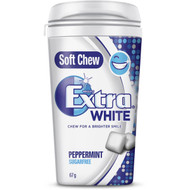 5 PACK of Extra Soft Chew White Peppermint Chewing Gum Sugar Free Bottle 67g