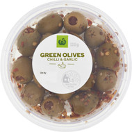 5 PACK of WW Green Olives With Chilli & Garlic 110g