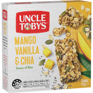 5 PACK of Uncle Tobys Mango Vanilla & Chia Muesli Bar 5 pack