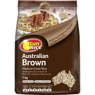 5 PACK of Sunrice Brown Rice Calrose Medium Grain 1kg