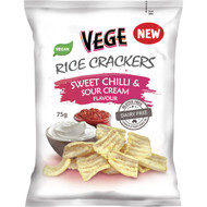 5 PACK of Vege Chips Rice Crackers Sweet Chilli & Sour Cream 75g