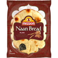 5 PACK of Mission Naan Bread Plain 4pk 280g
