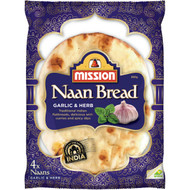 5 PACK of Mission Naan Bread Garlic & Herb 4 pack