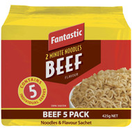 5 PACK of Fantastic 2 Minute Noodles Beef Beef 5 pack
