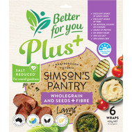 5 PACK of Simson's Pantry Wholegrain & Seeds Plus Fibre Large Wraps 6 pack