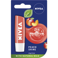 5 PACK of Nivea Moisturising Peach Lip Balm 4.8g