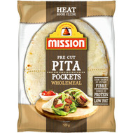5 PACK of Mission Pita Bread Pockets Wholemeal 420g