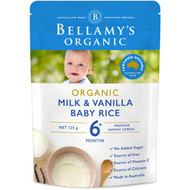 5 PACK of Bellamy's Organic Milk & Vanilla Baby Rice 125g