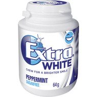 5 PACK of Wrigley's Extra White Peppermint Chewing Gum Sugar Free Bottle 64g
