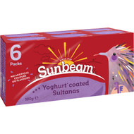 5 PACK of Sunbeam Yoghurt Coated Sultanas 180g