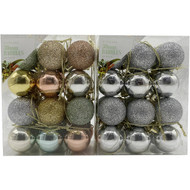 5 PACK of Christmas Woodland 30mm Baubles Assorted 24 pack