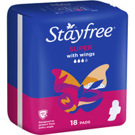 5 PACK of Stayfree Super Pads With Wings 18 pack