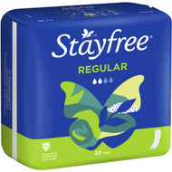 5 PACK of Stayfree Pads Regular No Wings 20 pack