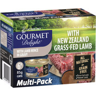 5 PACK of Gourmet Delight Wet Cat Food With Lamb Mince In Gravy 6x85g