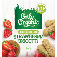 5 PACK of Only Organic Strawberry Biscotti 100g