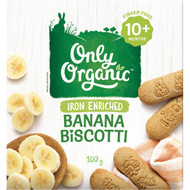5 PACK of Only Organic Banana Biscotti 100g