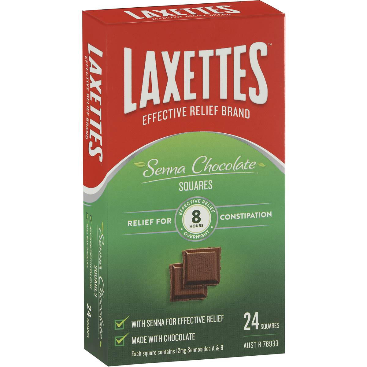 Laxettes Senna Chocolate Squares Laxatives 24 pack