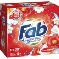 5 PACK of Fab Sunshine Fresh Front & Top Loader Laundry Powder 1kg