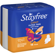 5 PACK of Stayfree Ultra Thin Pads Light With Wings 16 pack