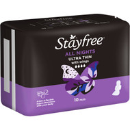 5 PACK of Stayfree Ultra Thin All Nights With Wings 10 pack