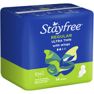 5 PACK of Stayfree Pads Ultra Thin Regular Wing 14 pack