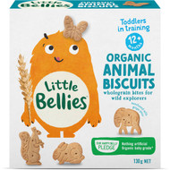 5 PACK of Little Bellies Organic Animal Biscuits 130g