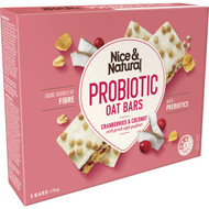 5 PACK of Nice & Natural Probiotic Oat Bars Cranberries & Coconut 5 pack