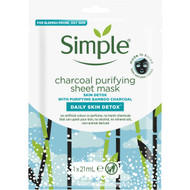 5 PACK of Simple Daily Skin Detox Charcoal Purifying Sheet Mask 21ml